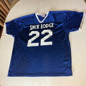 Vintage Sack Lodge Jersey #22 NO SIZE TAG  Blue/White Teamwork Athletic Apparel